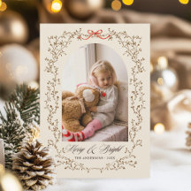 Carte de Noël Marron Botanique à Ruban Merry & Bri