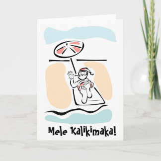 Carte de Noël Mele Kalikimaka Beach Père Noël