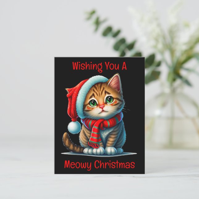 Carte de Noël Meowy (Debout devant)