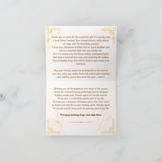 Carte de Noël Merci (Intérieur)