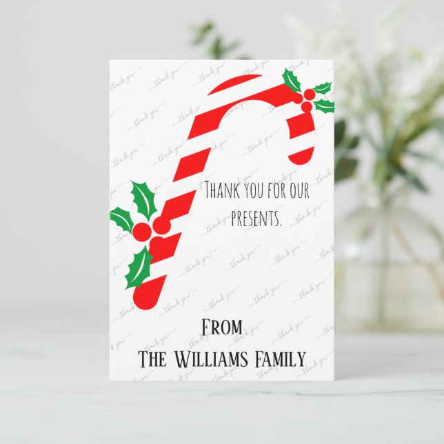 Carte de Noël Merci personnalisée (Debout devant)