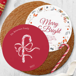 Carte de Noël Merry & Bright avec Canne de Bonbon