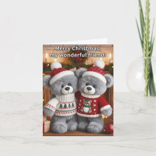 Carte de Noël Merveilleux Ami - Ours Festifs