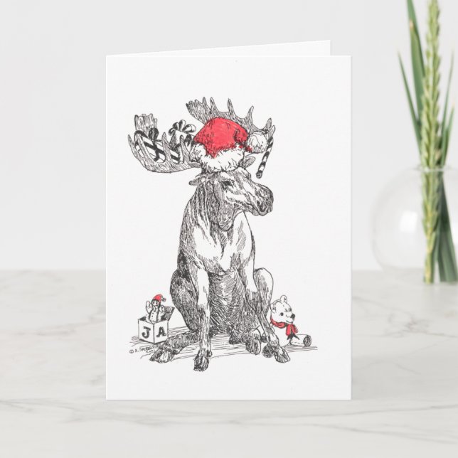 Carte de Noël mignonne Alaska Wildlife Bull Moose (Devant)