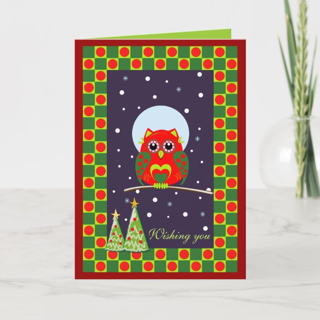 Carte de Noël mignonne avec hibou (Devant)