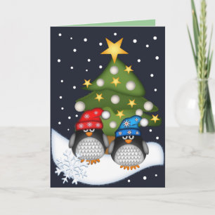 Carte de Noël mignonne avec pingouins et texte int