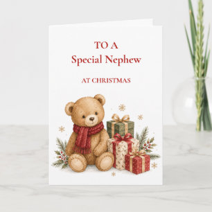 Carte de Noël mignonne avec un ours en peluche pou