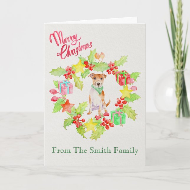 Carte de Noël mignonne de chien de Jack Russell (Devant)