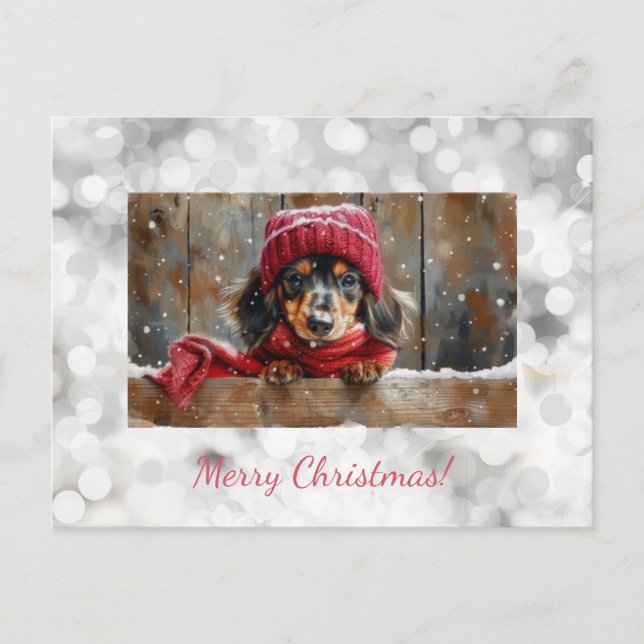 Carte de Noël mignonne de teckel (Devant)