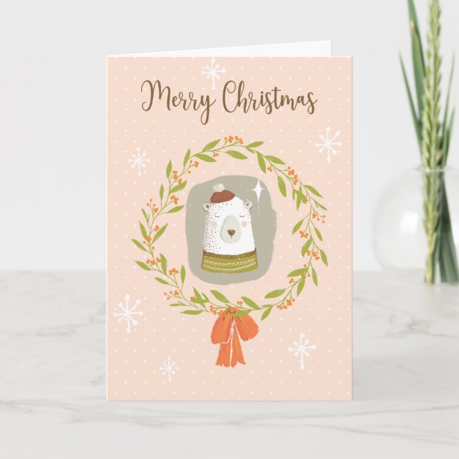 Carte de Noël mignonne - ours polaire Joyeux Noël (Devant)