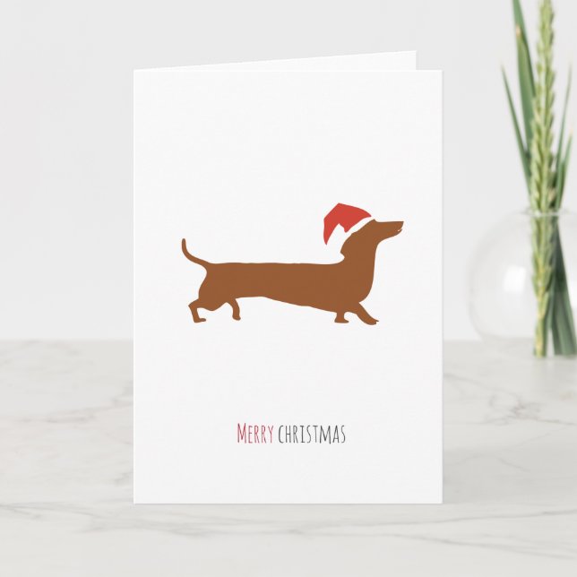 Carte de Noël mignonne Père Noël Dachshund (Devant)