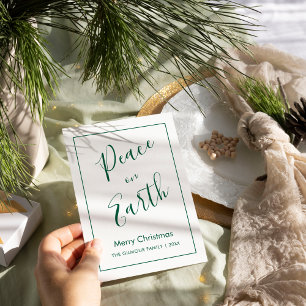 Carte de Noël Minimal Paix verte sur Terre