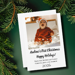 Carte de Noël minimale pour le premier Noël de béb