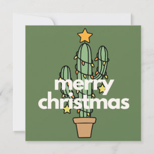 Carte de Noël minimaliste moderne Merry Cactus