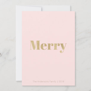 Carte de Noël minimaliste rose et or