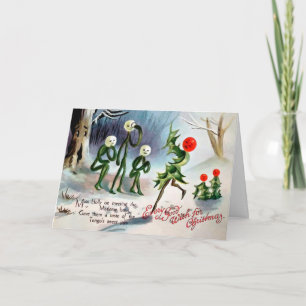 Carte de Noël Miss Holly et les garçons au gui