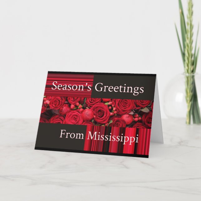 Carte de Noël Mississippi avec rose (Devant)