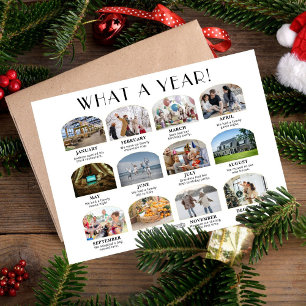Carte de Noël moderne avec 12 photos de l'année éc