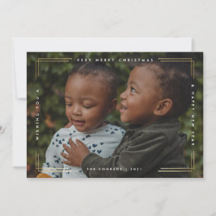 Carte de Noël moderne avec superposition dorée et 
