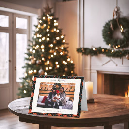 Carte de Noël moderne Black & Red Poinsettia