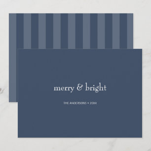 Carte de Noël moderne Merry & Bright Navy