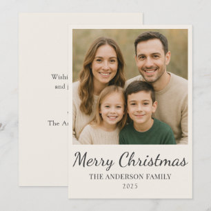 Carte de Noël Moderne Minimaliste avec Photo 