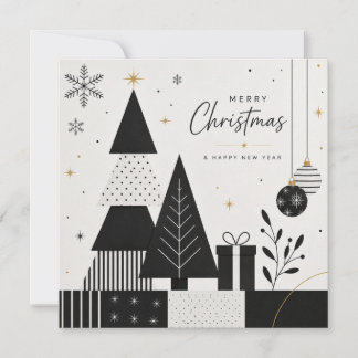 Carte de Noël moderne noir et blanc