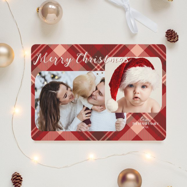 Carte de Noël moderne | Photo Plaid Traditionnelle (Créateur téléchargé)
