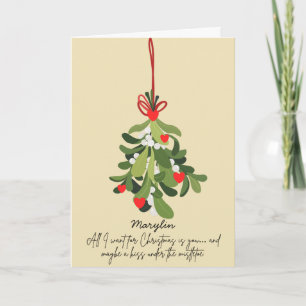 Carte de Noël moderne pliée avec gui
