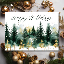 Carte de Noël Moderne pour Entreprises avec Or et