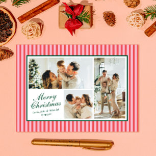 Carte de Noël moderne rouge et rose 3 Photo