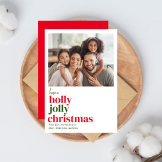 Carte de Noël Moderne Rouge et Vert 1 photo 