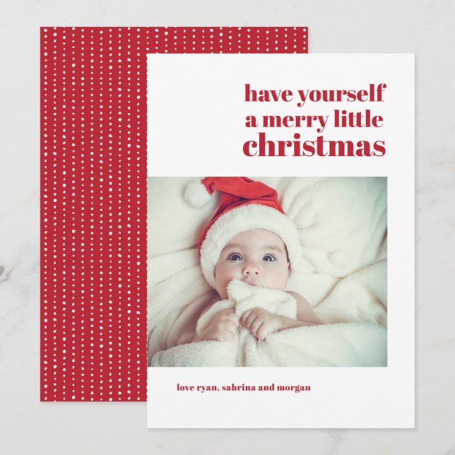 Carte de Noël moderne simple personnalisable (Devant / Derrière)