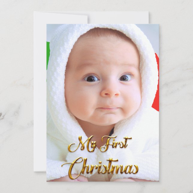 Carte de Noël modifiable photo enfant et texte (Devant)