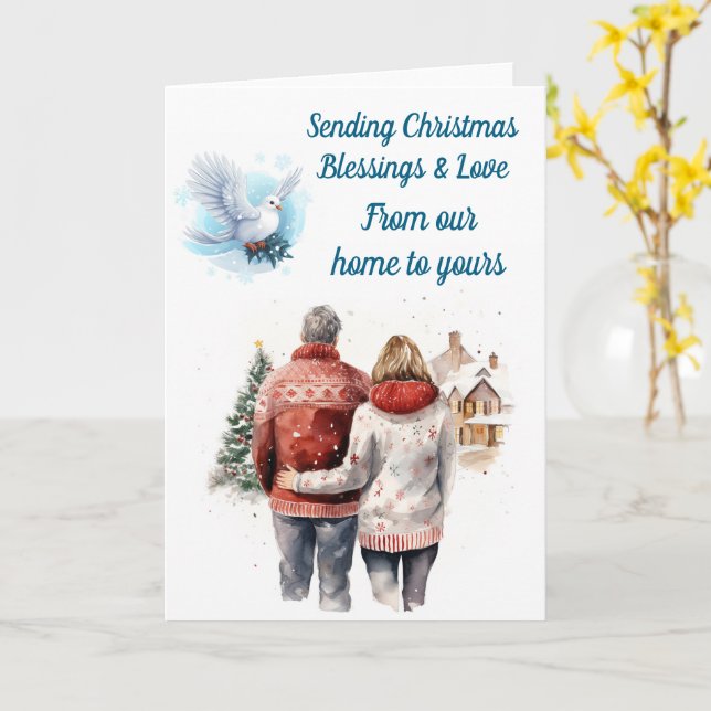 Carte de Noël modifiable pour couple en hiver (Fleur jaune)