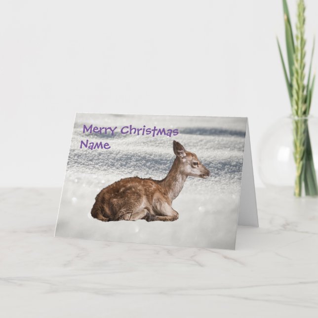 Carte de Noël moelleuse Baby Deer Snowy (Devant)