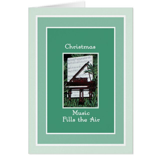 Carte de Noël, musique remplit l'air avec piano (Devant)