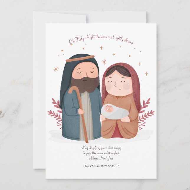 Carte de Noël Nativité Watercolor (Devant)