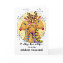 Carte de Noël néerlandaise - Reindeer - Prettige K