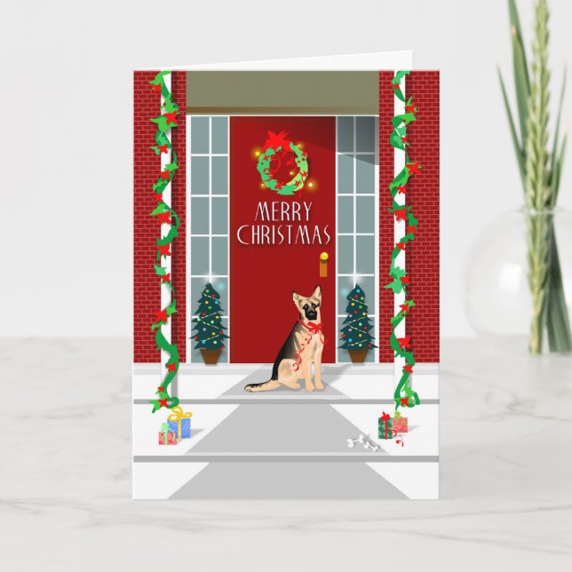 Carte de Noël - Noël de berger allemand (Devant)