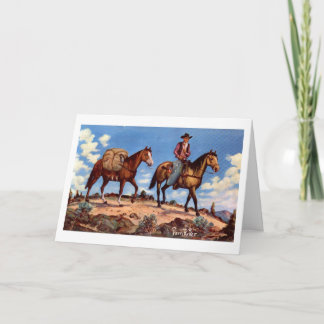 Carte de Noël occidentale "On the Trail"