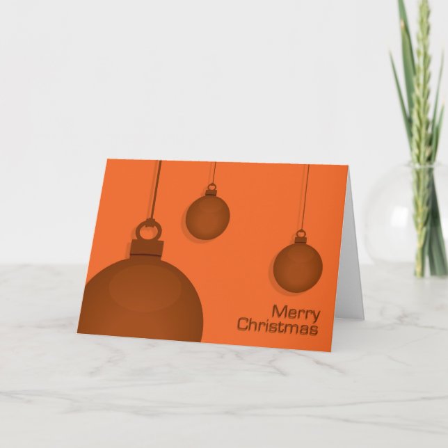 Carte de Noël Orange Baubles (Devant)