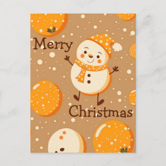 Carte de Noël Orange Cartographié avec Snowman