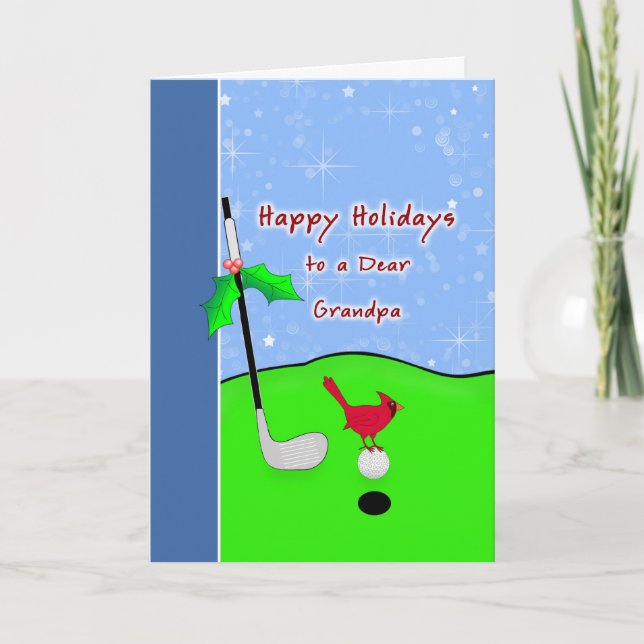 Carte de Noël orientée de golf pour le grand-papa (Devant)
