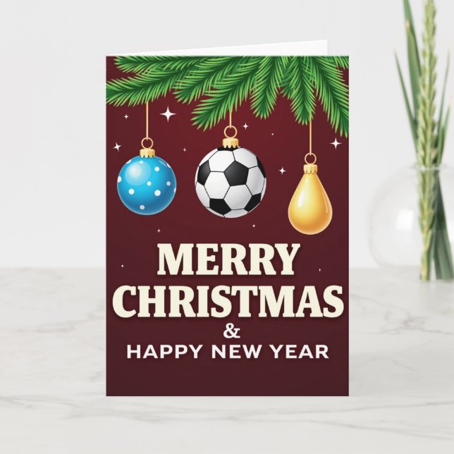 Carte de Noël Ornement de Football (Devant)