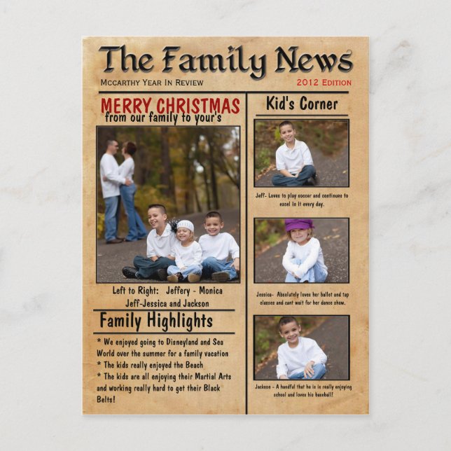 Carte de Noël ou bulletin de nouvelles familiales (Devant)