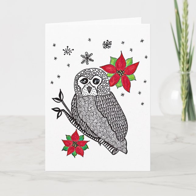 Carte de Noël ou de hibou d'hiver (Devant)