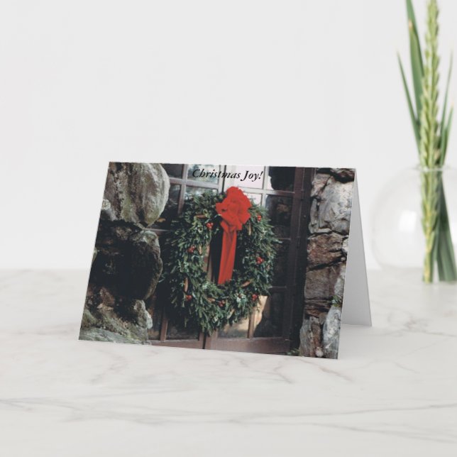 Carte de Noël ou de vacances avec couronne (Devant)