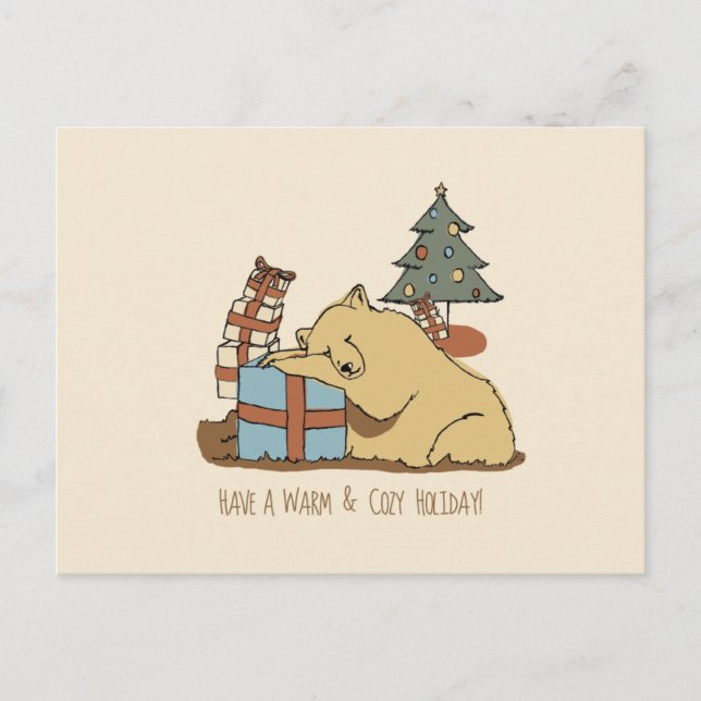 Carte de Noël - Ours couché (Devant)