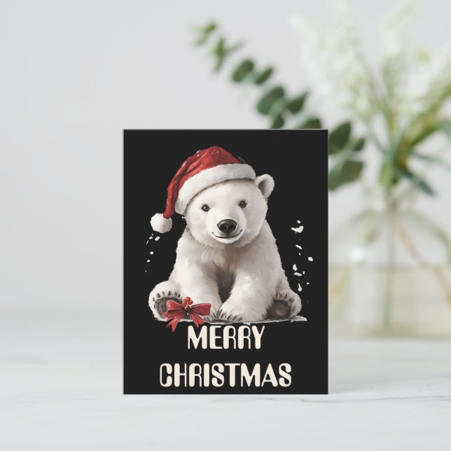 Carte de Noël Ours Polaire (Debout devant)